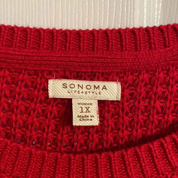 Sonoma life & style womens 1x red knit sweater - Picture 2 of 2